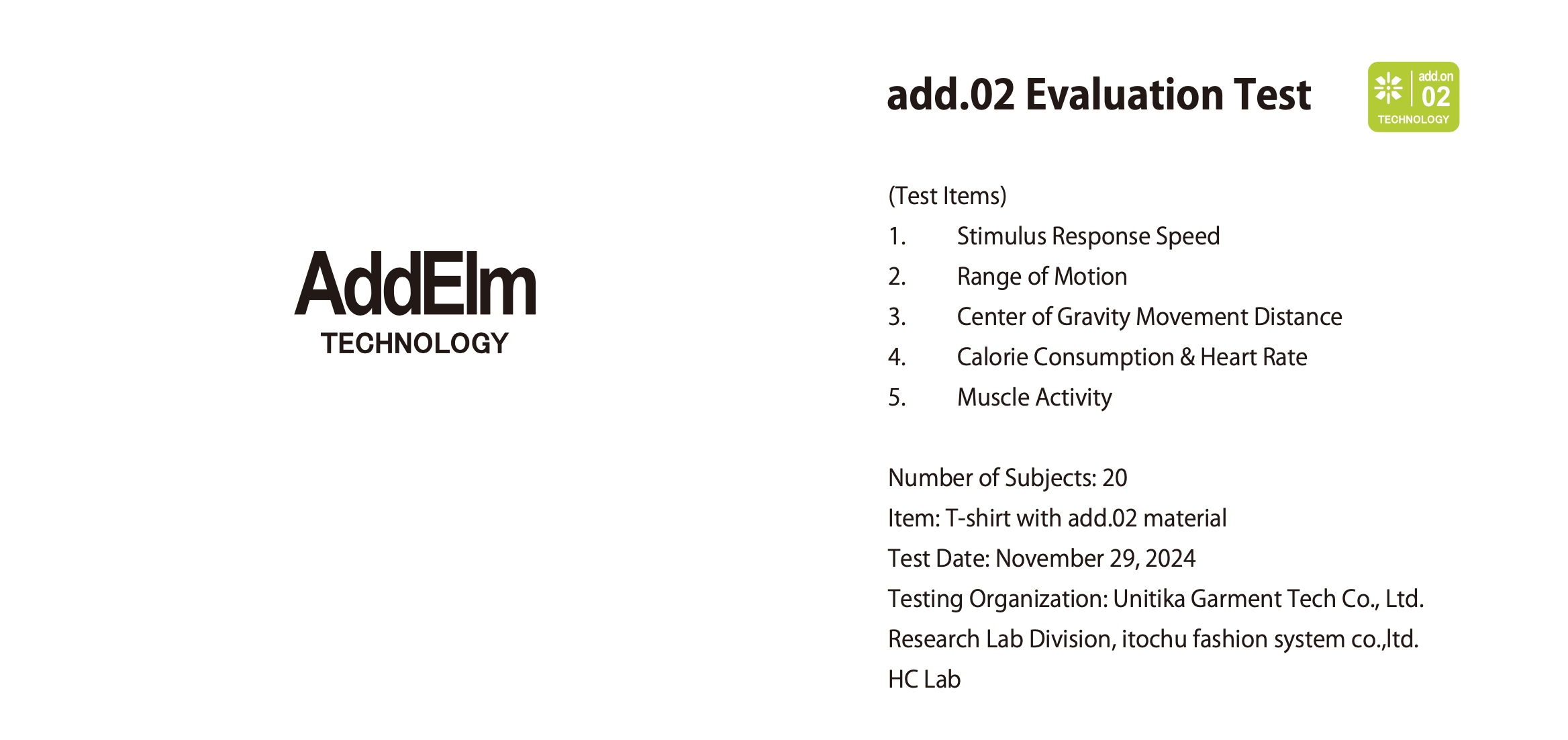 AddElm Technology: add.02 Evaluation Test